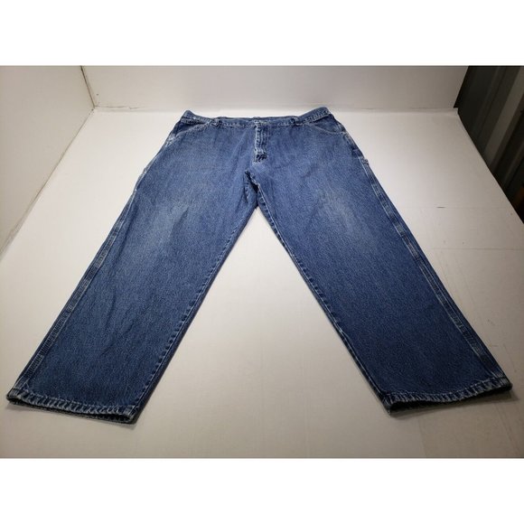 Vintage Wrangler Mens Carpenter Jeans Distressed Denim Blue Med Wash Size 40x30 - Picture 1 of 10
